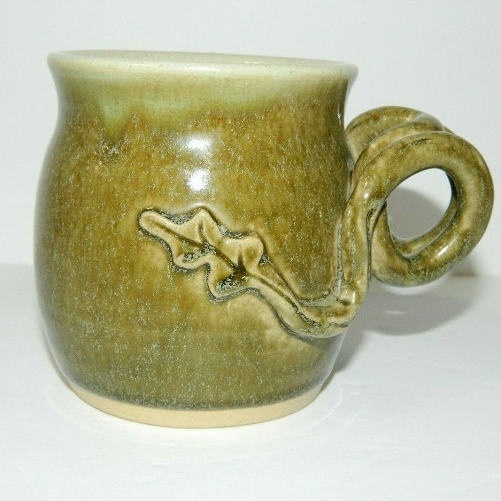 Vintage Green Studio Pottery Leaf Vine Mug Jilmer